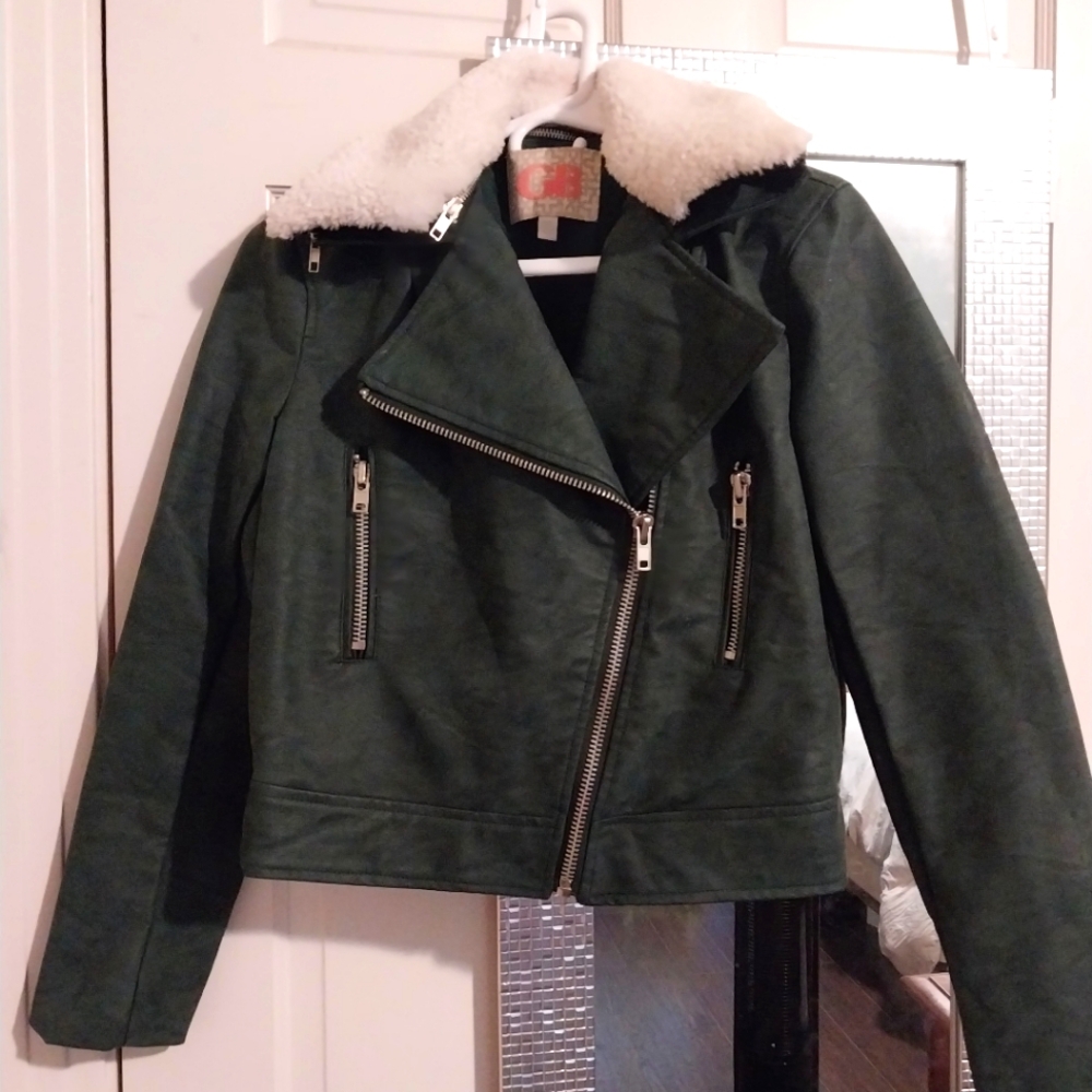 Gianni Bini Moto Jacket, XS, Dark Green, NWOT